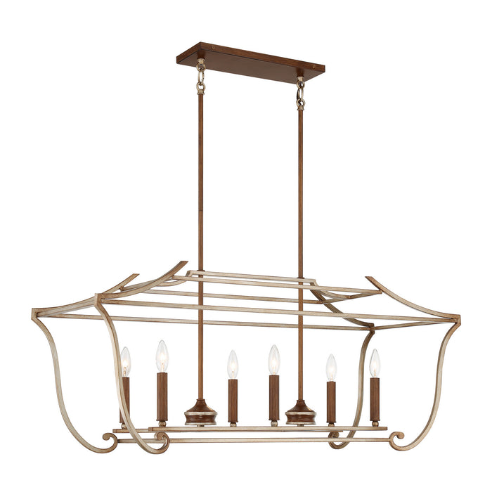 Metropolitan - N6556-690 - Six Light Island Pendant - Magnolia Manor - Pale Gold With Distressed Bronze