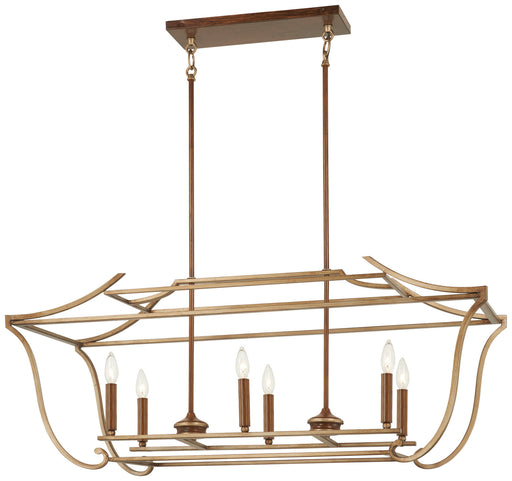 Metropolitan - N6556-690 - Six Light Island Pendant - Magnolia Manor - Pale Gold With Distressed Bronze