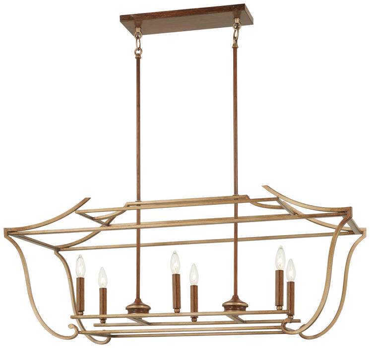 Metropolitan - N6556-690 - Six Light Island Pendant - Magnolia Manor - Pale Gold With Distressed Bronze