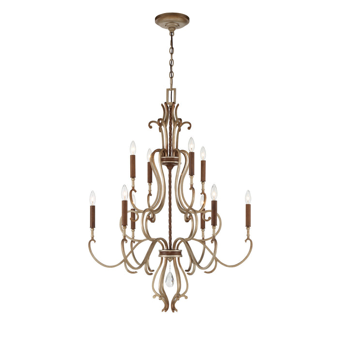 Metropolitan - N6558-690 - Ten Light Chandelier - Magnolia Manor - Pale Gold With Distressed Bronze