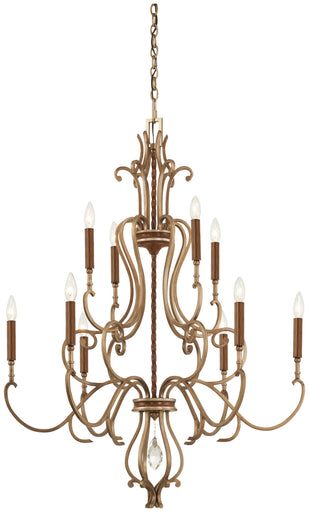 Magnolia Manor Ten Light Chandelier Pale Gold With Distressed Bronze