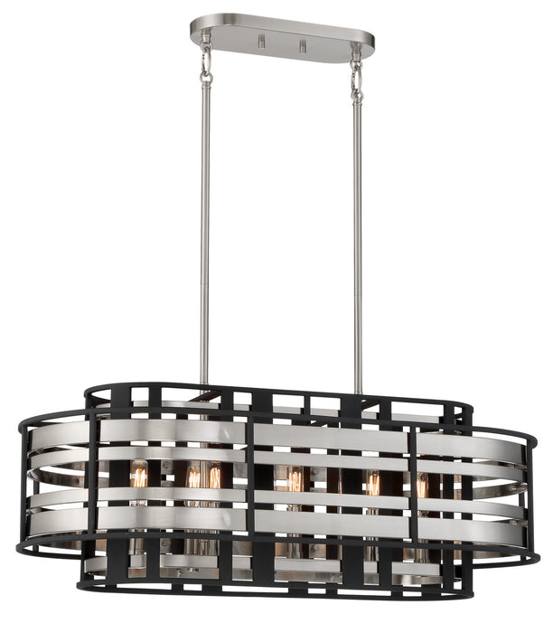 Metropolitan - N7988-420 - Eight Light Island Pendant - Presten - Brushed Nickle With Sand Coal