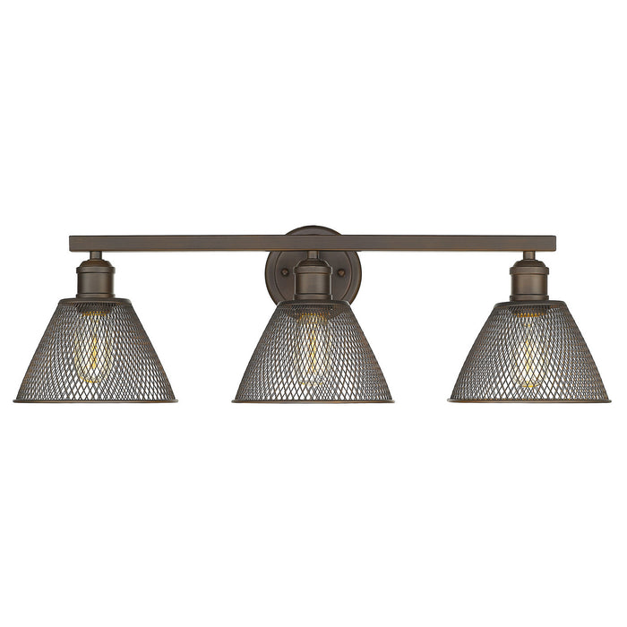 Golden - 0304-BA3 RBZ - Three Light Vanity Light - Carver - Rubbed Bronze