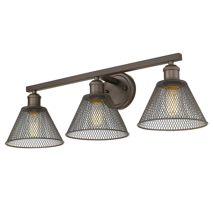 Golden - 0304-BA3 RBZ - Three Light Vanity Light - Carver - Rubbed Bronze