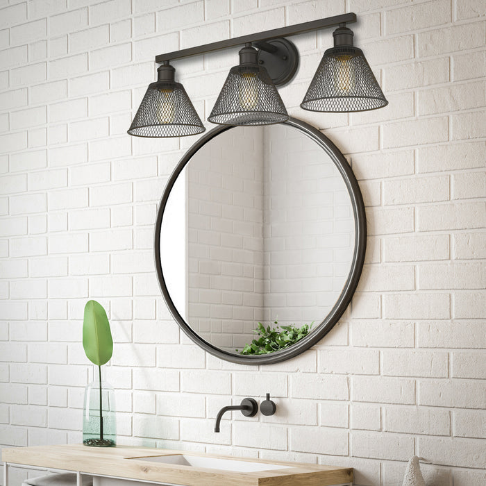 Golden - 0304-BA3 RBZ - Three Light Vanity Light - Carver - Rubbed Bronze