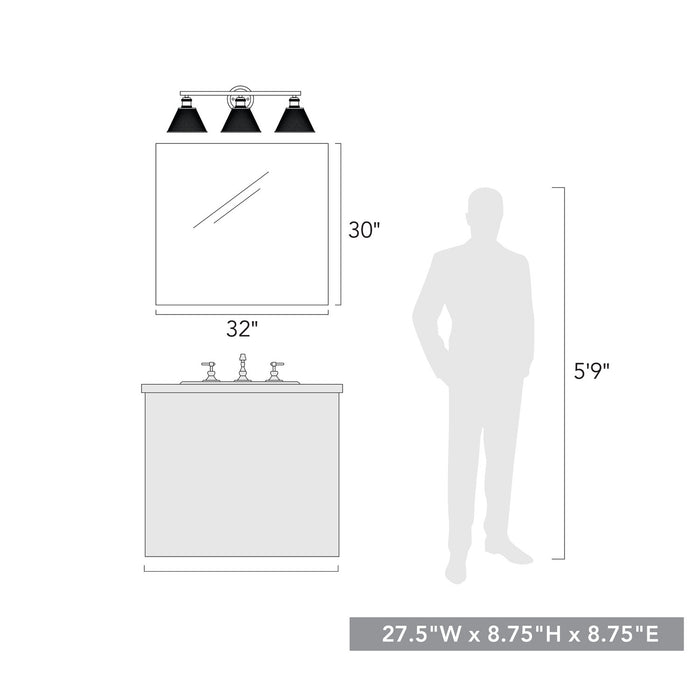 Golden - 0304-BA3 RBZ - Three Light Vanity Light - Carver - Rubbed Bronze