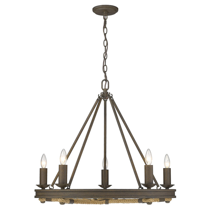 Golden - 1053-5 DR - Five Light Chandelier - Stokes - Dark Rust