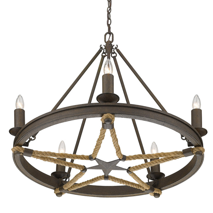 Golden - 1053-5 DR - Five Light Chandelier - Stokes - Dark Rust