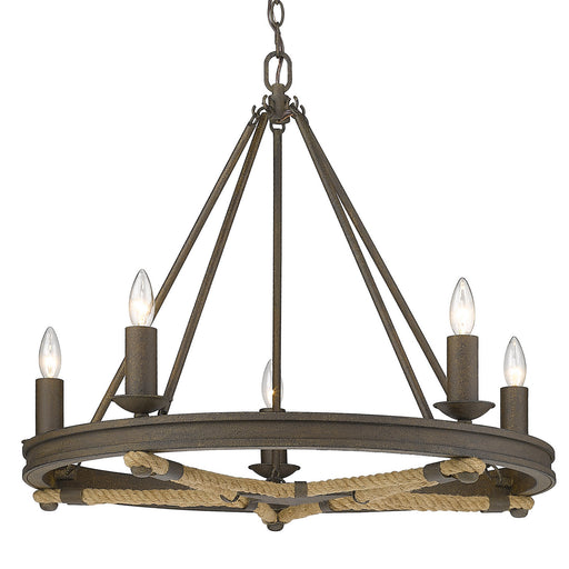 Stokes Five Light Chandelier Dark Rust