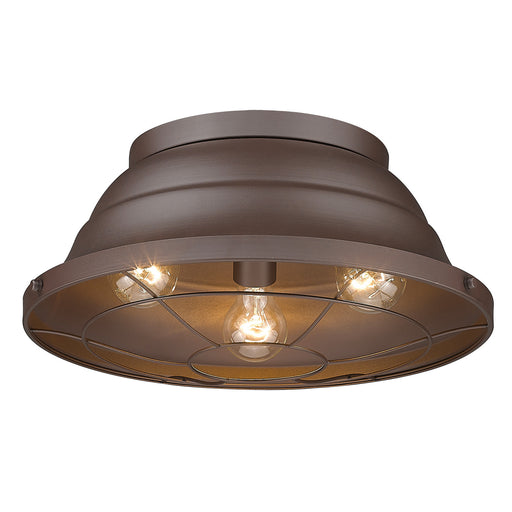 Bartlett Three Light Outdoor Flush Mount Textured Bronze