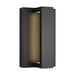 Black metal modern exterior sconce with integrated led lights and square panel on front.
