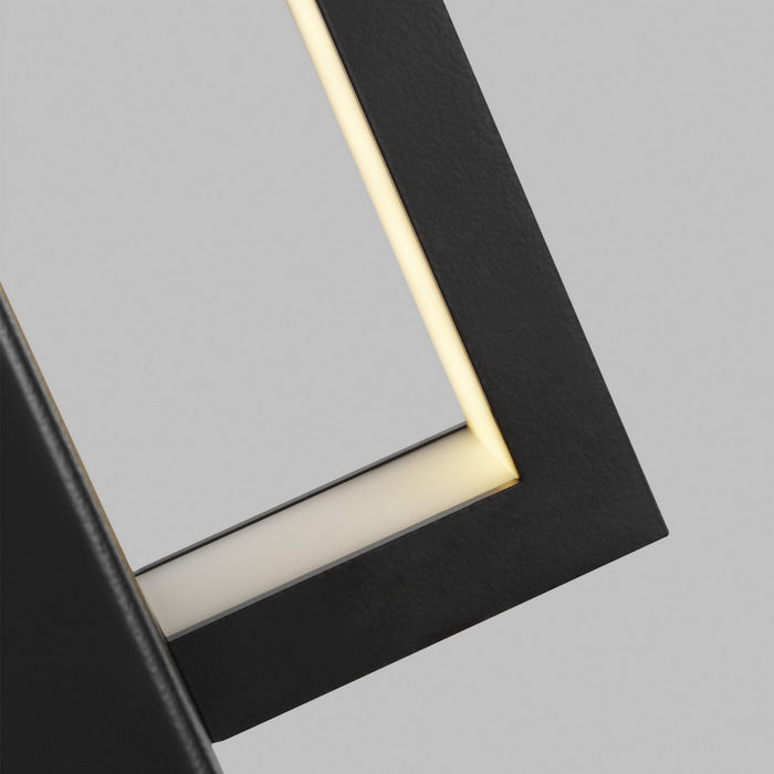 Black LED integrated exterior wall sconce. Modern.