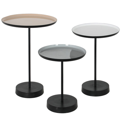 Stepping Stone Accent Table White/Beige/Grey Powder Coated/ Enamel
