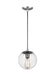 Visual Comfort Studio - 6501801EN7-04 - One Light Pendant - Leo-Hanging Globe - Satin Aluminum