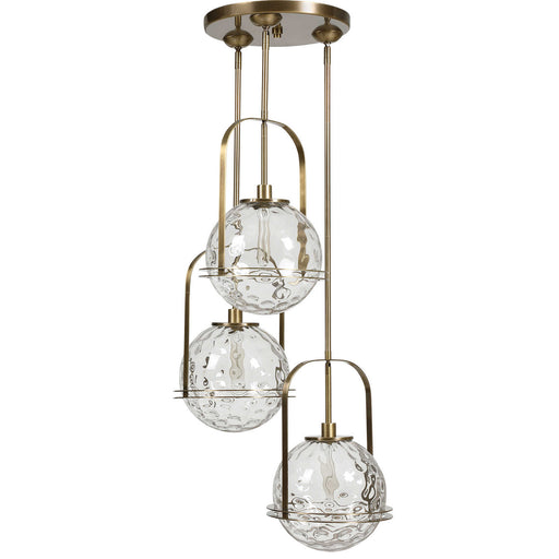 Mimas Three Light Pendant Antique Brass