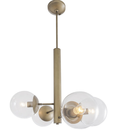 Mid-Century Four Light Chandelier Antique Brass