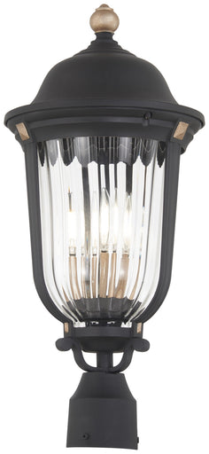 Peale Street Three Light Outdoor Post Mount Sand Coal And Vermeil Gold