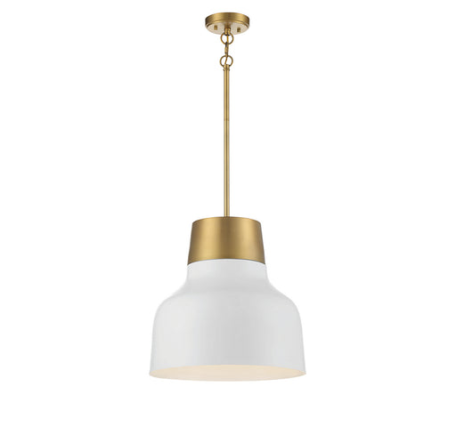 One Light Pendant White with Natural Brass