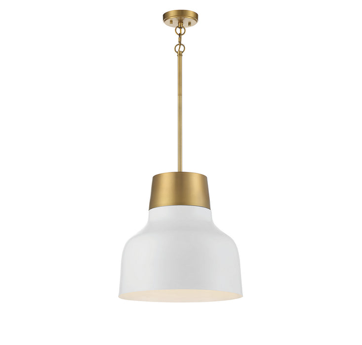 Meridian - M70115WHNB - One Light Pendant - White with Natural Brass