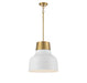 Meridian - M70115WHNB - One Light Pendant - White with Natural Brass