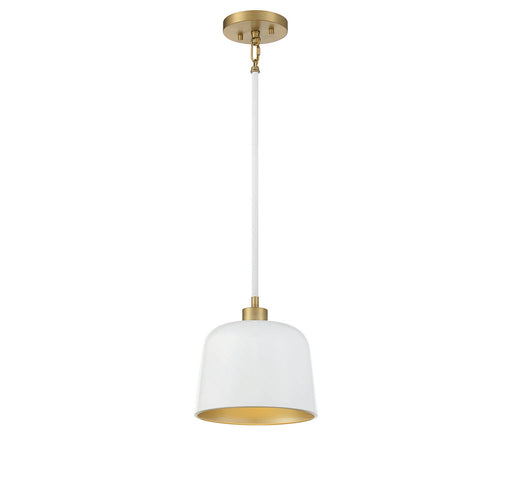 One Light Pendant White with Natural Brass