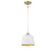 Meridian - M70118WHNB - One Light Pendant - White with Natural Brass