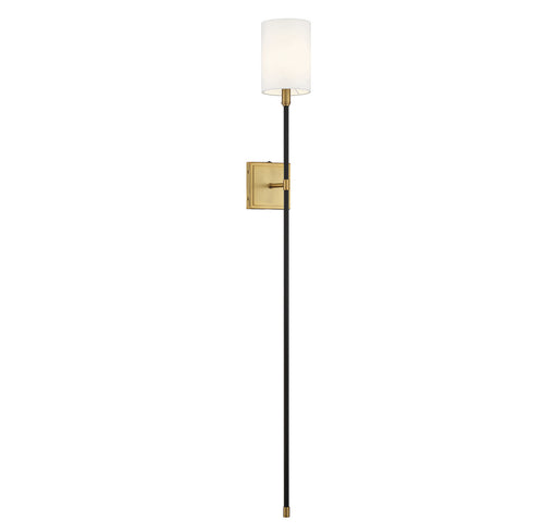 One Light Wall Sconce Black with Natural Brass Accents