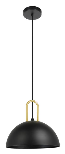 Calmanera One Light Pendant Structured Black w/ Brushed Brass Accents