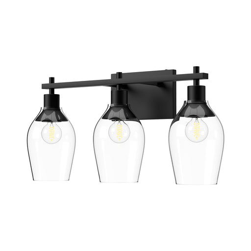 Kingsley Three Light Bathroom Fixtures Clear Glass/Matte Black