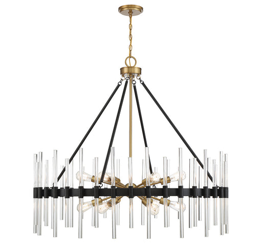 Savoy House - 1-1934-12-143 - 12 Light Chandelier - Santiago - Matte Black with Warm Brass