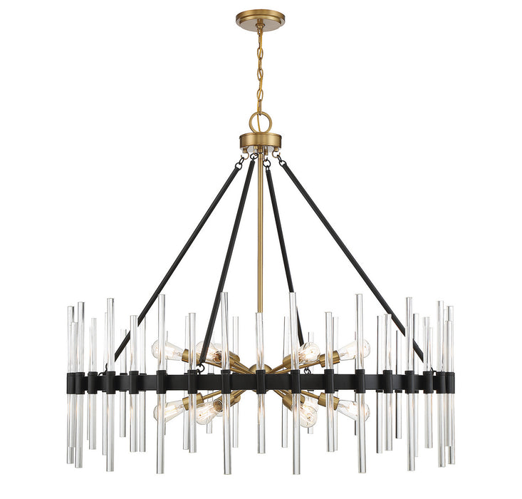 Savoy House - 1-1934-12-143 - 12 Light Chandelier - Santiago - Matte Black with Warm Brass