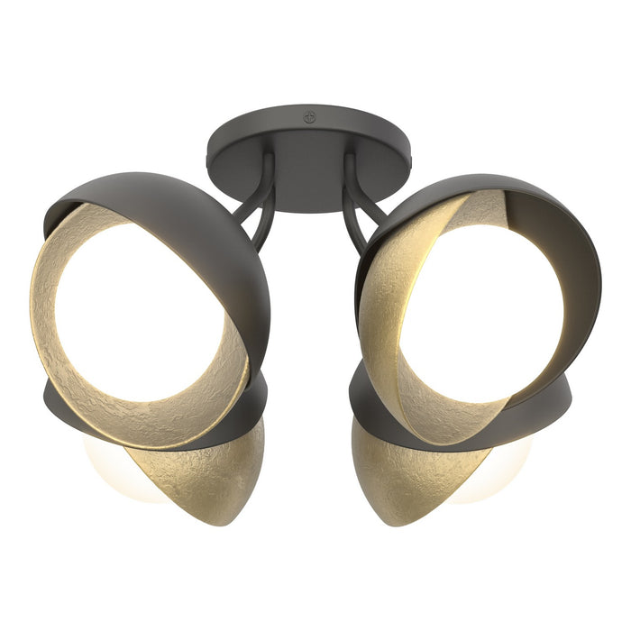Hubbardton Forge - 121376-SKT-10-86-GG0711 - Four Light Semi-Flush Mount - Brooklyn - Black