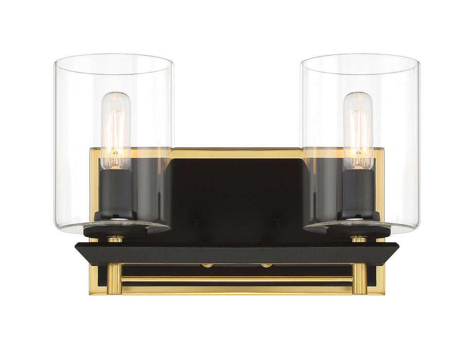 Metropolitan - N1852-707 - Two Light Bath Bar - Sable Point - Sand Black With Honey Gold