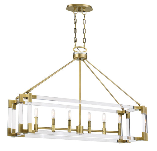 Prima Vista Six Light Island Pendant Aged Antique Brass