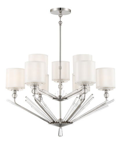 Sutton by Robin Baron Nine Lights Chandelier Polished Nickel