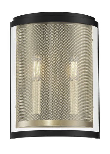 Soho by Robin Baron Two Light Wall Sconce Coal And Soft Brass