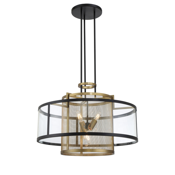 Metropolitan - N7813-726 - Four Lights Pendant - Soho by Robin Baron - Coal And Soft Brass