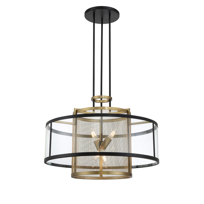 Metropolitan - N7813-726 - Four Lights Pendant - Soho by Robin Baron - Coal And Soft Brass