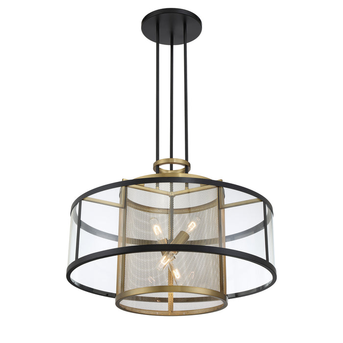 Metropolitan - N7813-726 - Four Lights Pendant - Soho by Robin Baron - Coal And Soft Brass
