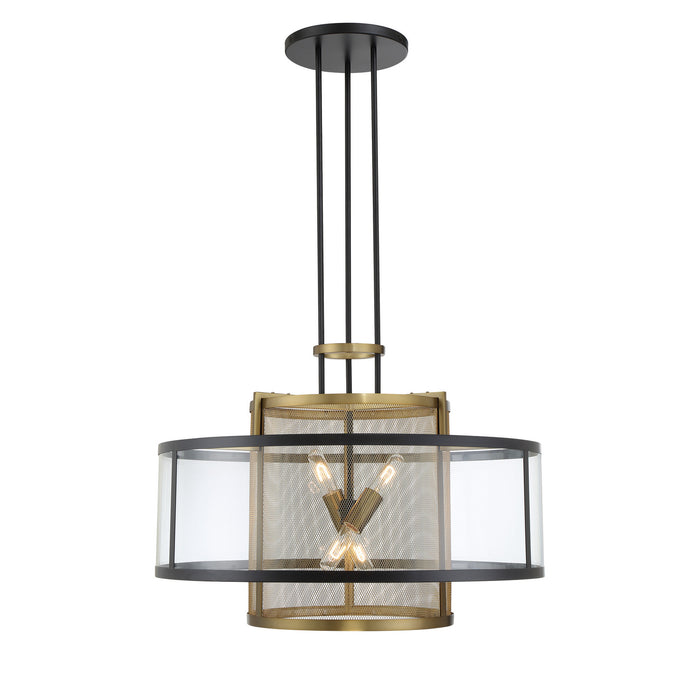 Metropolitan - N7813-726 - Four Lights Pendant - Soho by Robin Baron - Coal And Soft Brass