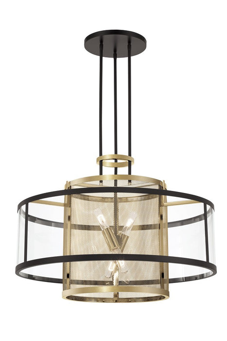Metropolitan - N7813-726 - Four Lights Pendant - Soho by Robin Baron - Coal And Soft Brass