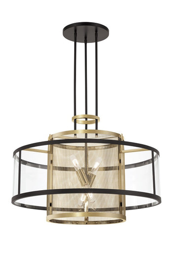 Soho by Robin Baron Four Lights Pendant Coal And Soft Brass