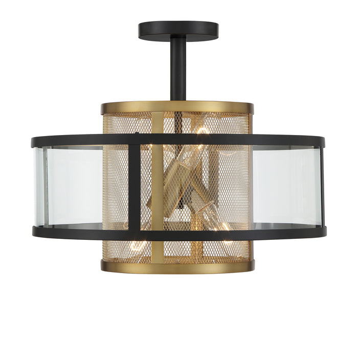Metropolitan - N7814-726 - Four Light Convertible Semi Flush / Pendant - Soho by Robin Baron - Coal And Soft Brass