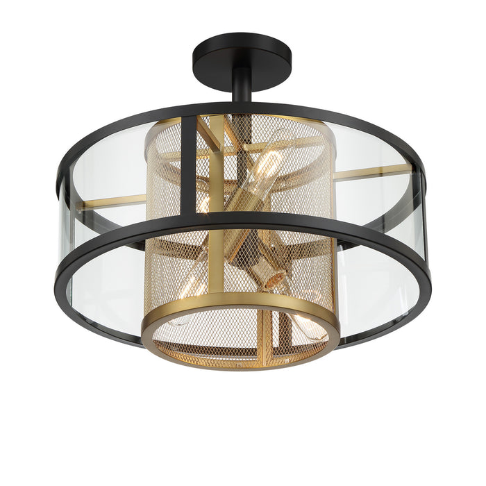 Metropolitan - N7814-726 - Four Light Convertible Semi Flush / Pendant - Soho by Robin Baron - Coal And Soft Brass