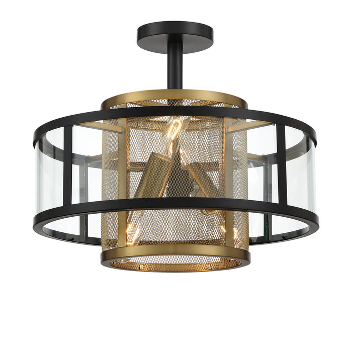Metropolitan - N7814-726 - Four Light Convertible Semi Flush / Pendant - Soho by Robin Baron - Coal And Soft Brass