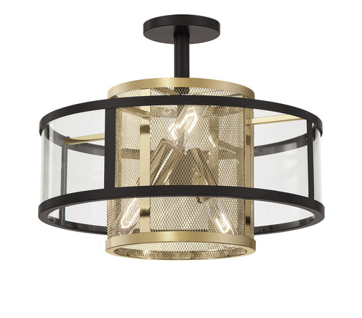 Soho by Robin Baron Four Light Convertible Semi Flush / Pendant Coal And Soft Brass