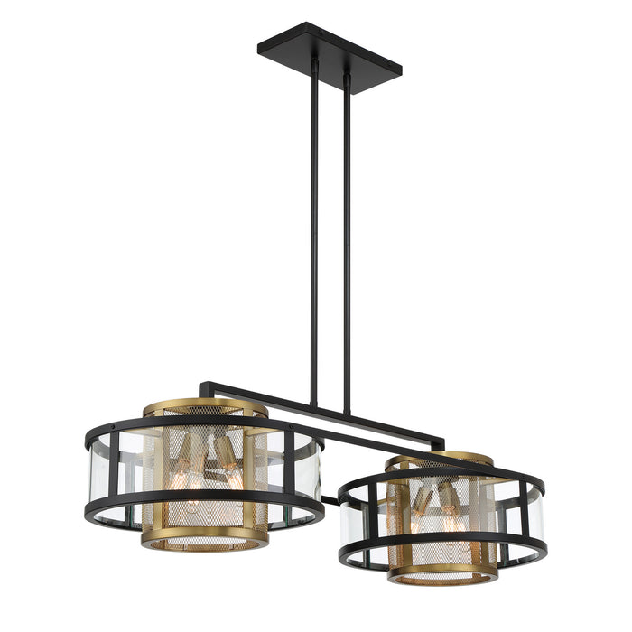Metropolitan - N7819-726 - Six Light Island Pendant - Soho by Robin Baron - Coal And Soft Brass