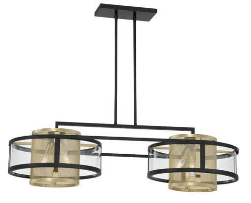 Soho by Robin Baron Six Light Island Pendant Coal And Soft Brass