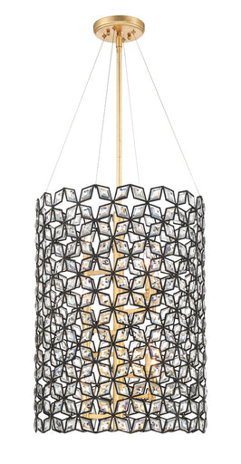 Brookcrest Eight Light Foyer Pendant Sand Coal With Gold Highlights
