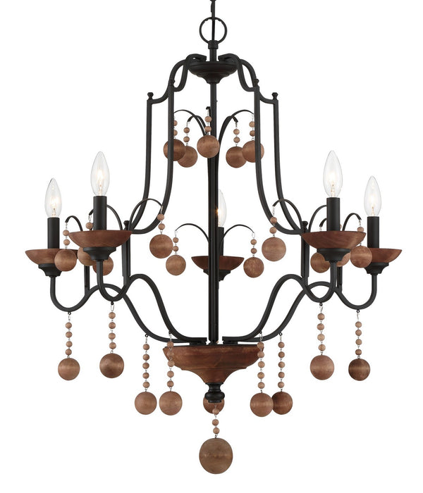 Minka-Lavery - 2665-723 - Five Light Chandelier - Colonial Charm - Old World Bronze w/Walnut